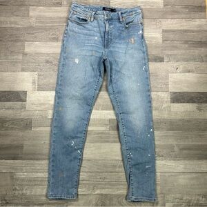 Lauren Ralph Lauren Super Stretch Curvy Mid-Rise Paint Splatter Skinny Leg Jeans